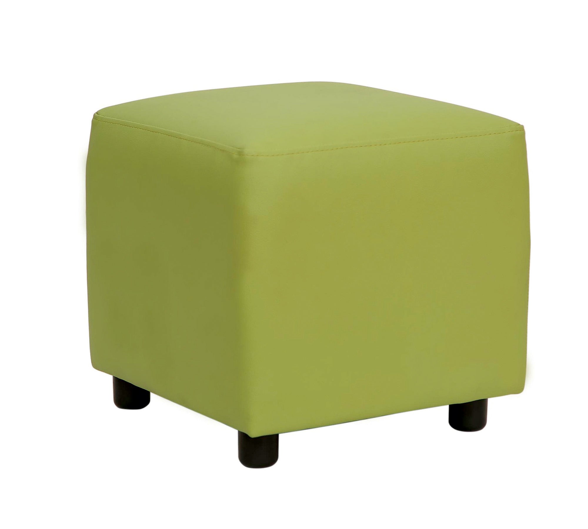 Modern Lime Green Cube Pouffe Ottoman - Square Footstool for Kids Playroom, Nursery & Living Room