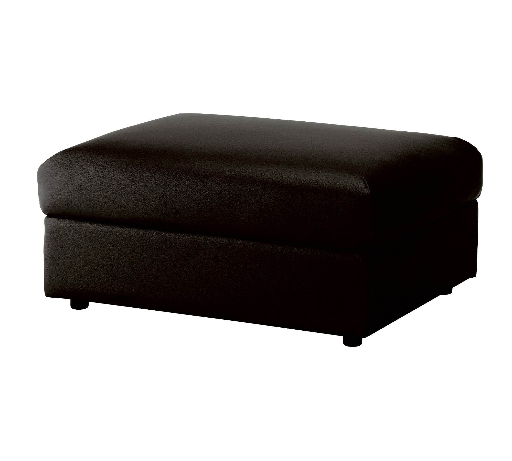 Modern Black Faux Leather Ottoman Footrest with Rectangular Padded Foot Stool and Extra Seating for Living Room