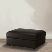 Modern Black Faux Leather Ottoman Footrest with Rectangular Padded Foot Stool and Extra Seating for Living Room