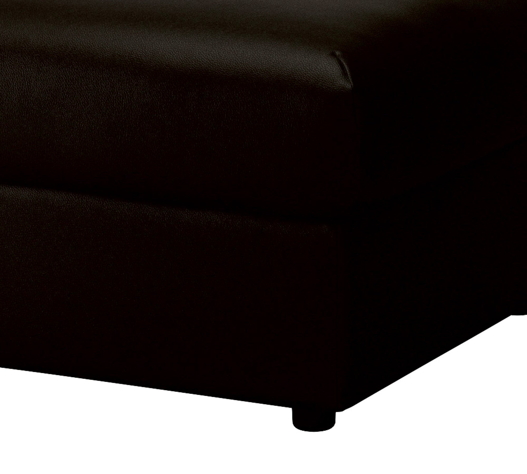 Modern Black Faux Leather Ottoman Footrest with Rectangular Padded Foot Stool and Extra Seating for Living Room