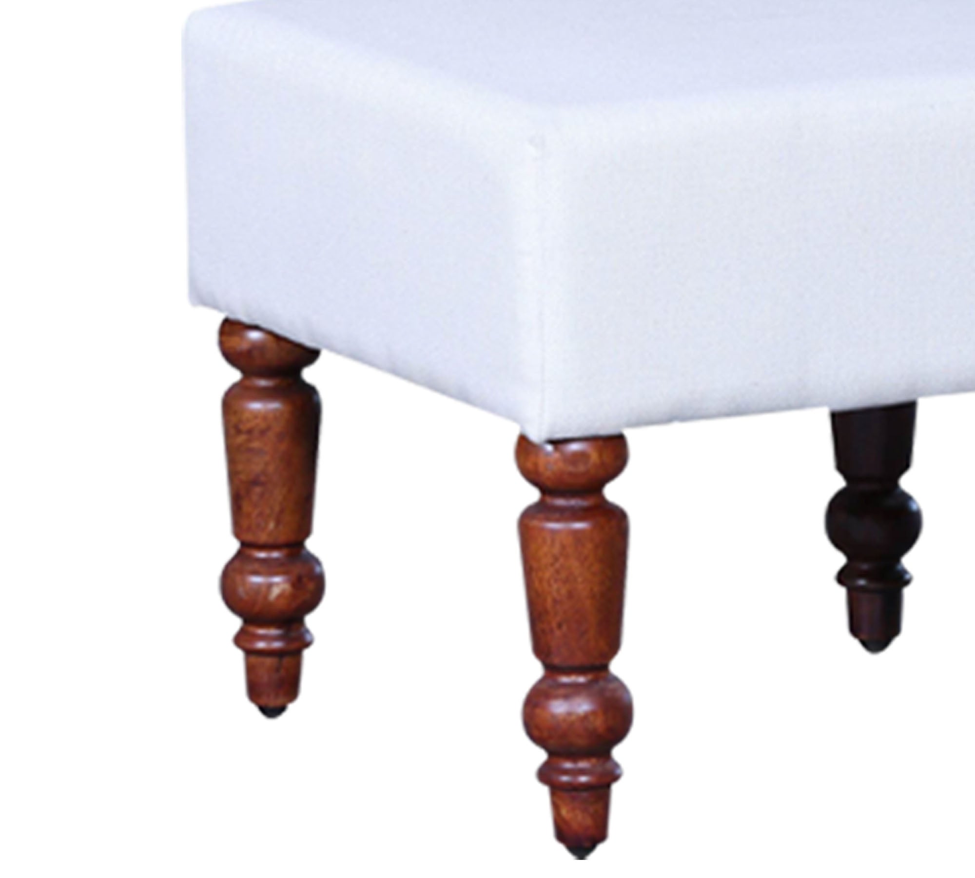 Ottoman with Wooden Legs Fully Cushioned Cotton Fabric