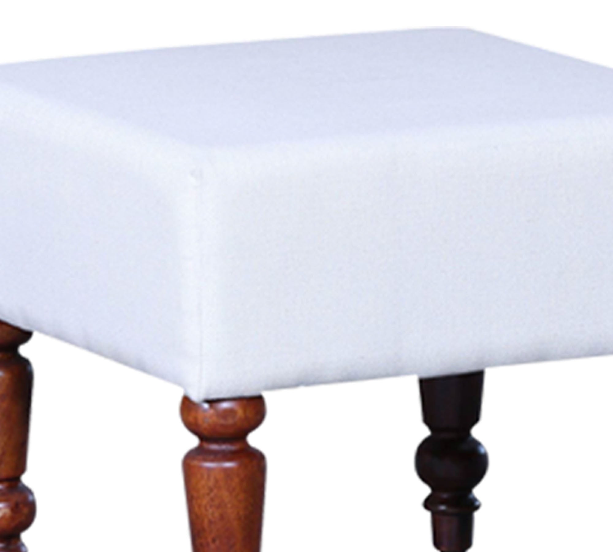 Ottoman with Wooden Legs Fully Cushioned Cotton Fabric