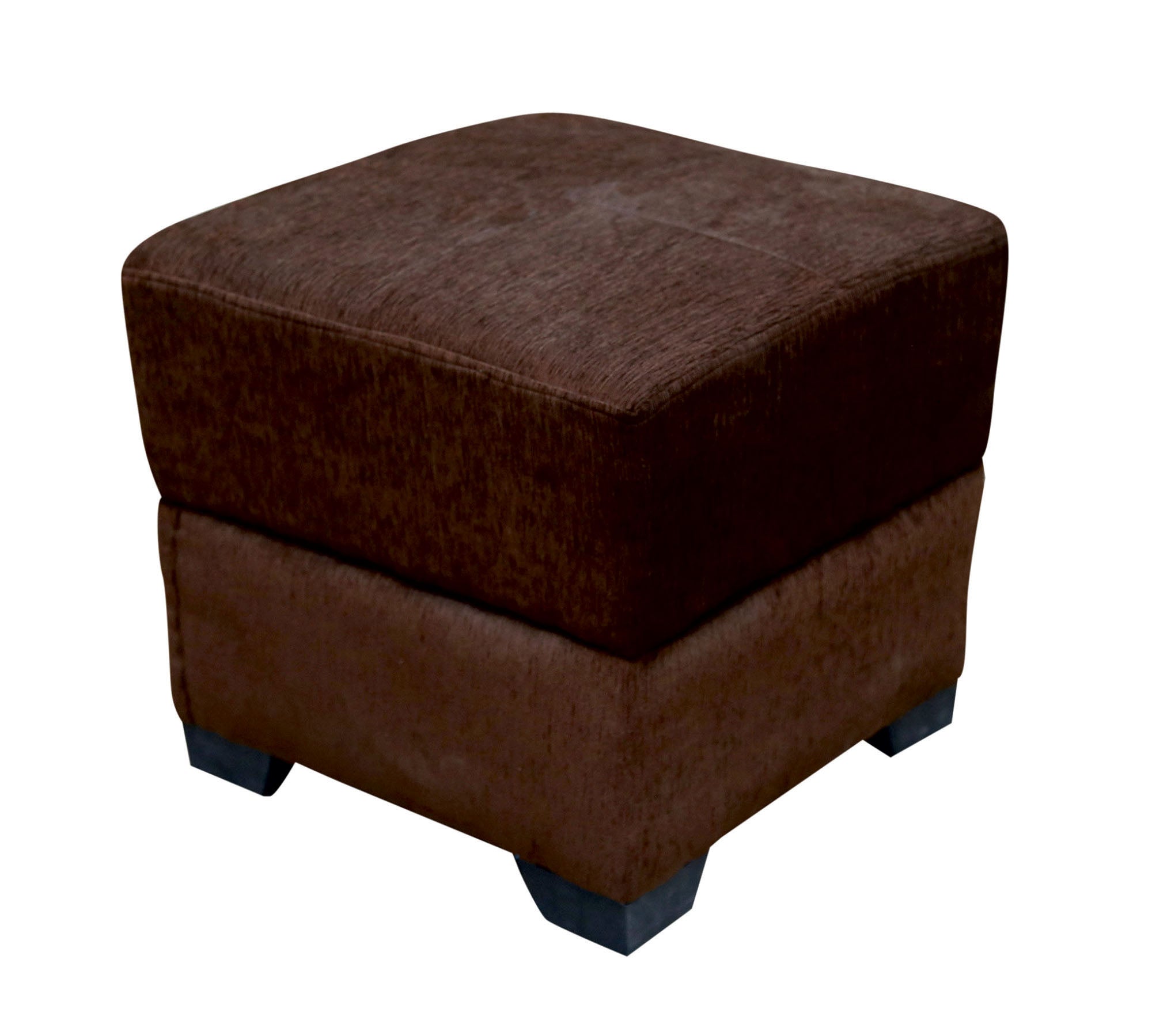 Modern Square Fabric Pouffe with Dark Brown Upholstered Footstool for Living Room