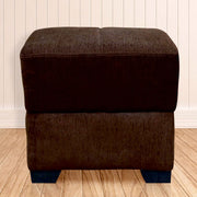 Modern Square Fabric Pouffe with Dark Brown Upholstered Footstool for Living Room