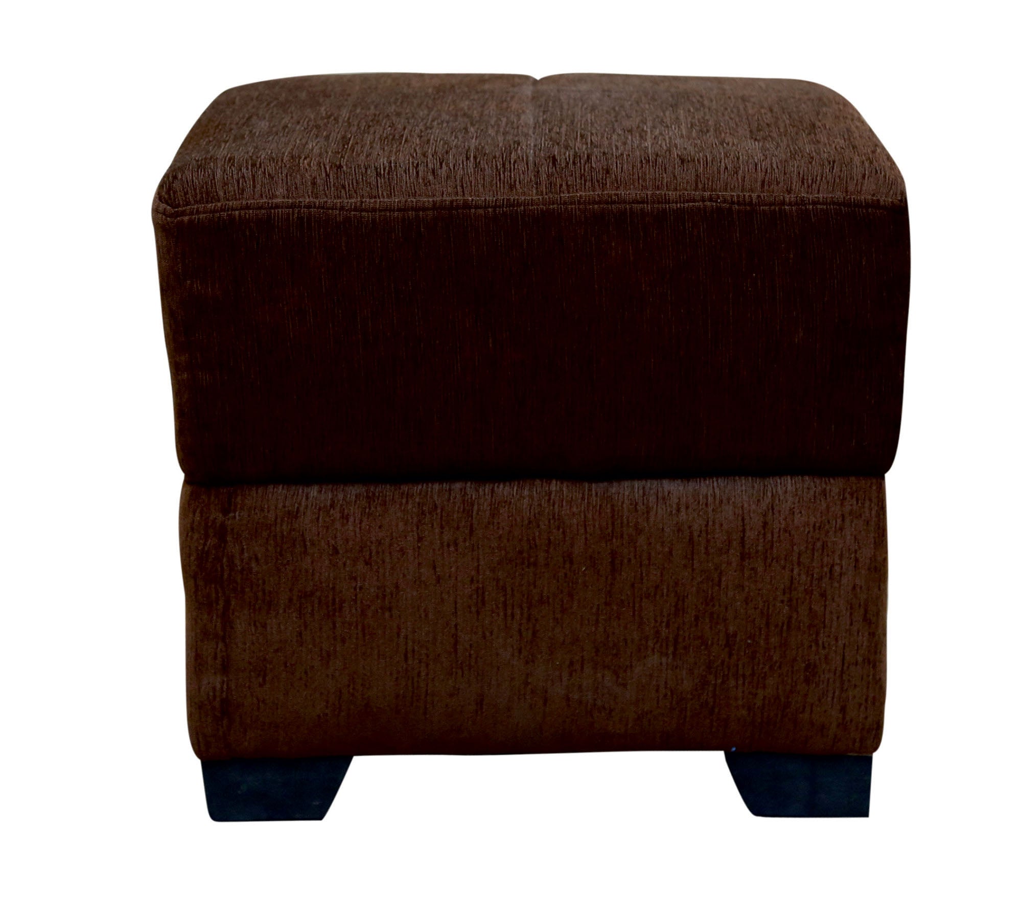 Modern Square Fabric Pouffe with Dark Brown Upholstered Footstool for Living Room