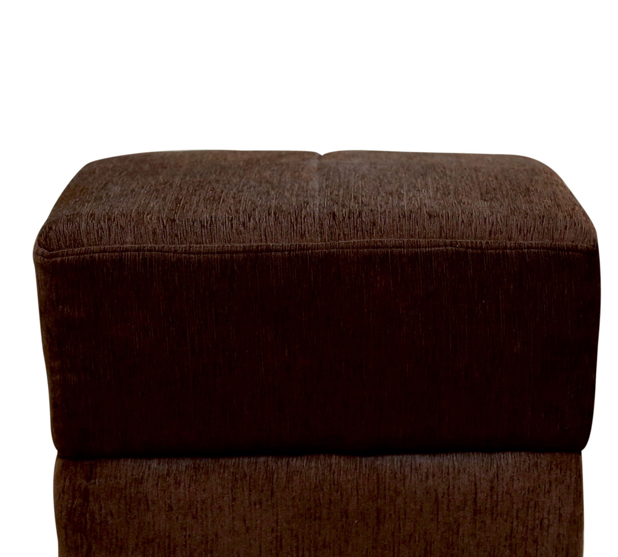Modern Square Fabric Pouffe with Dark Brown Upholstered Footstool for Living Room
