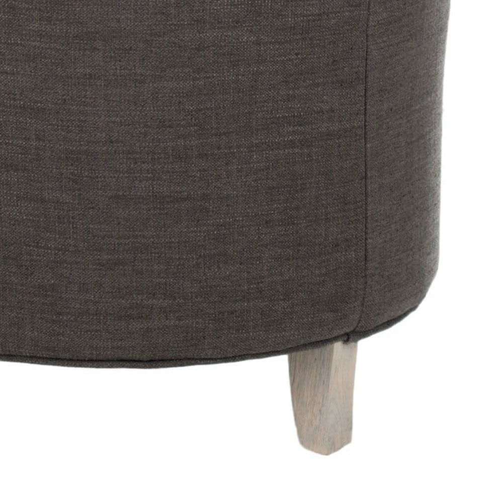 Modern Round Pouffe with Storage and Upholstered Footstool Seat, Wooden Legs for Living Room