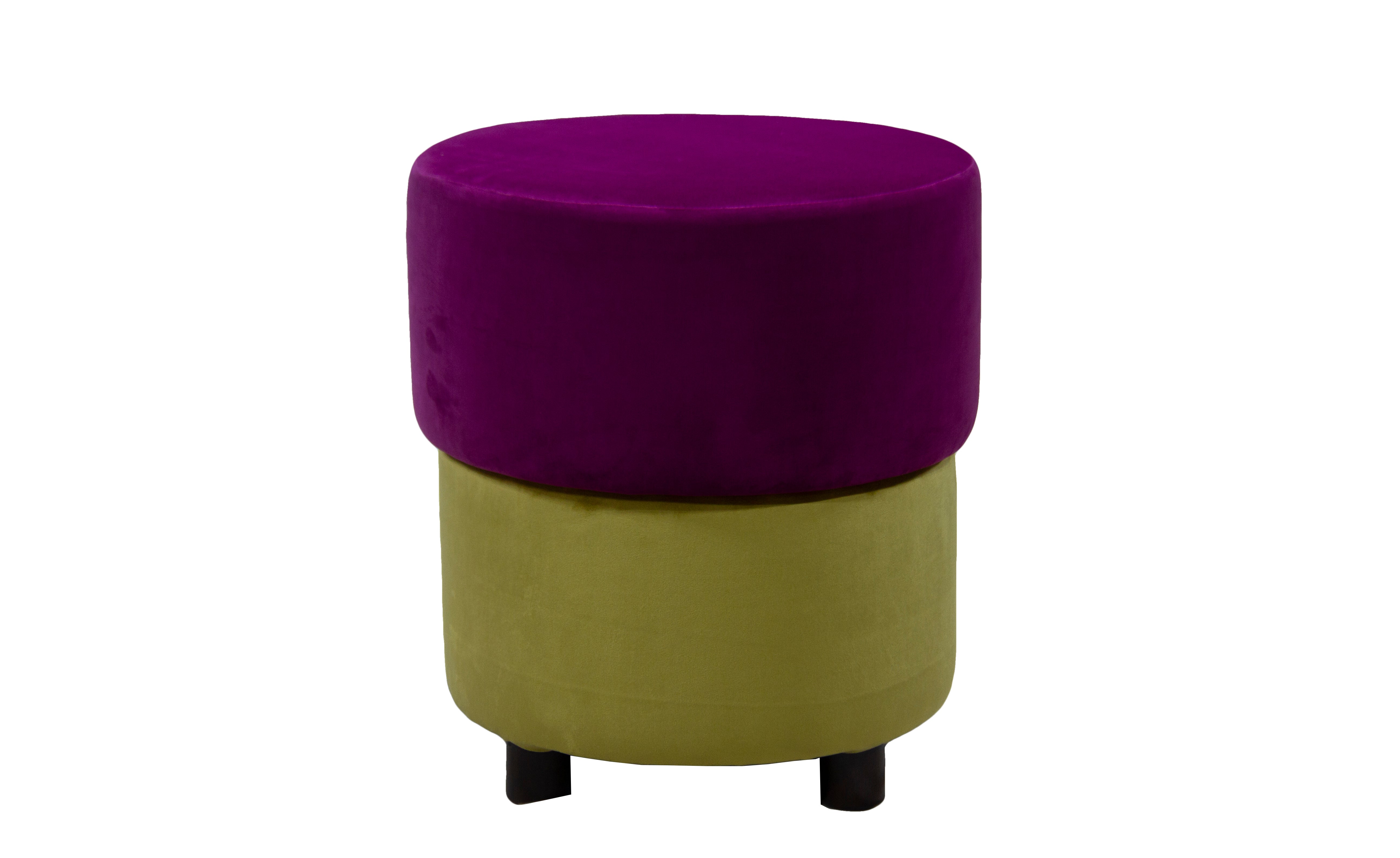 ठोस लकड़ी के फ्रेम दोहरे रंग के कपड़े का पाउफ