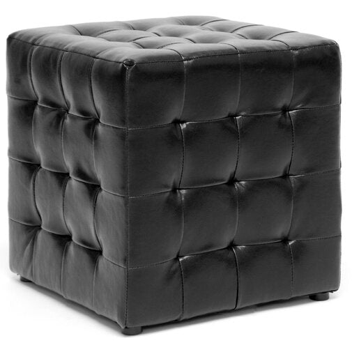 ठोस लकड़ी के फ्रेम वाला लेदरेट ओटोमन