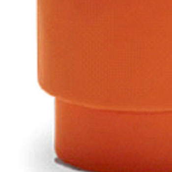 Modern Round Orange Pouffe with Upholstered Cylindrical Footrest Stool for Living Room