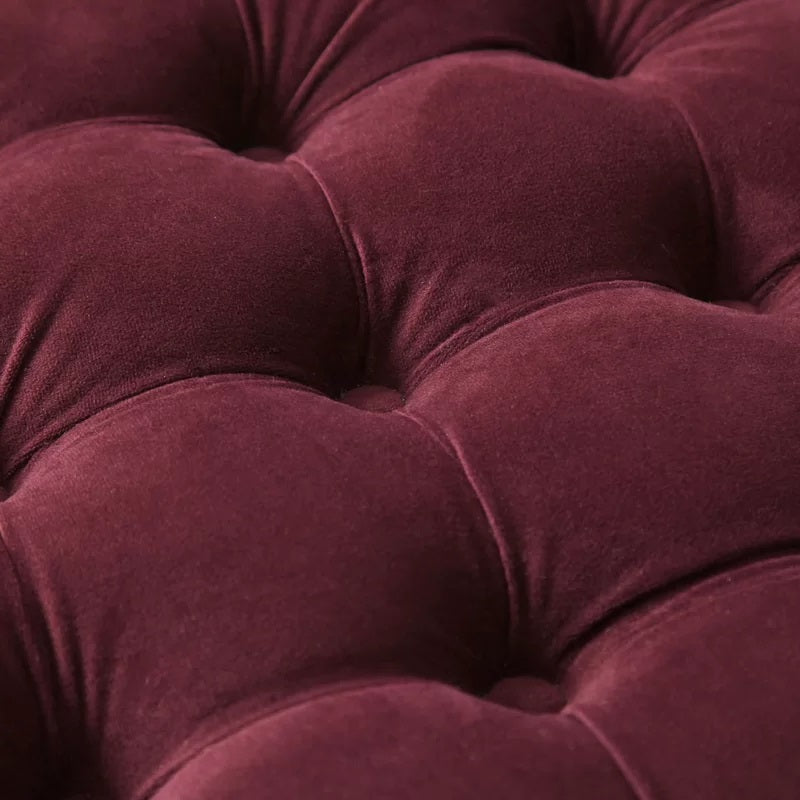 Luxury Velvet Round Ottoman with Deep Button Tufted Pouffe Footstool & Coffee Table for Living