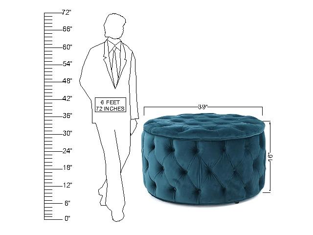 लकड़ी के फ्रेम वाला कपड़ा गोल ओटोमन