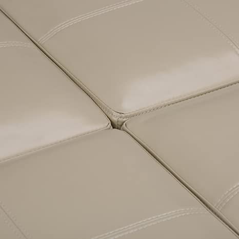 Multi-functional Storage Ottoman - Tufted Faux Leather Footrest & Coffee Table for Living Room