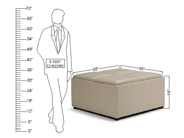 Multi-functional Storage Ottoman - Tufted Faux Leather Footrest & Coffee Table for Living Room