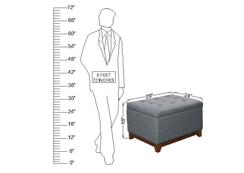 स्टोरेज के साथ लकड़ी के फ्रेम वाला फ़ैब्रिक ओटोमन