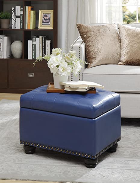 কাঠের ফ্রেম লেদারেট অটোমান স্টোরেজ সহ