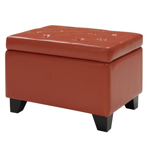 Chic Rust Orange Storage Ottoman - Faux Leather Footrest & Accent Bench for Living Room