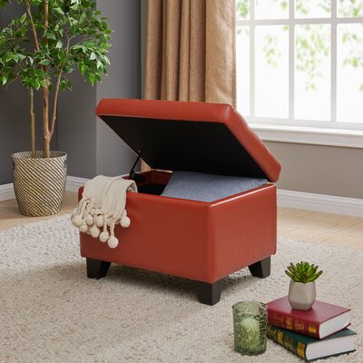 ठोस लकड़ी के फ्रेम लेदरेट स्टोरेज ओटोमन