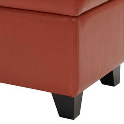 Chic Rust Orange Storage Ottoman - Faux Leather Footrest & Accent Bench for Living Room