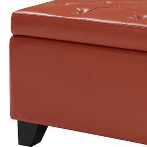 Chic Rust Orange Storage Ottoman - Faux Leather Footrest & Accent Bench for Living Room