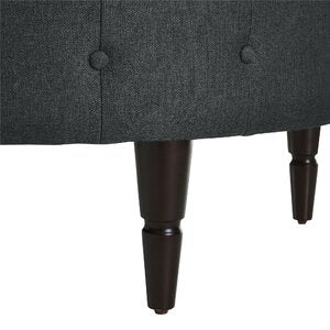 Modern Round Tufted Fabric Ottoman Coffee Table with Upholstered Footstoo and Wood Legs for Living Room