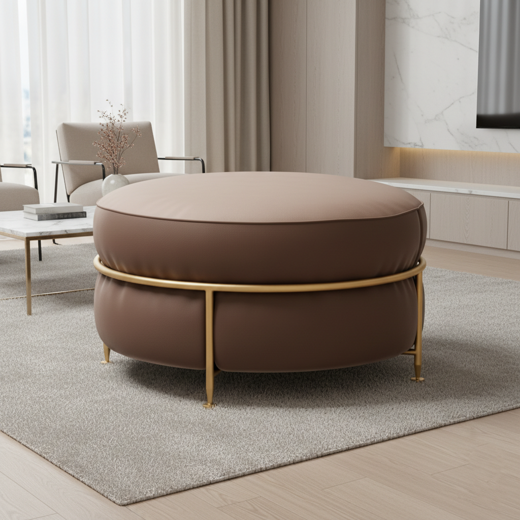 घर के लिए ओटोमन, आलीशान पाउफ के साथ, सुरुचिपूर्ण आंतरिक सज्जा के लिए, लिविंग रूम के लिए सजावटी आकर्षण