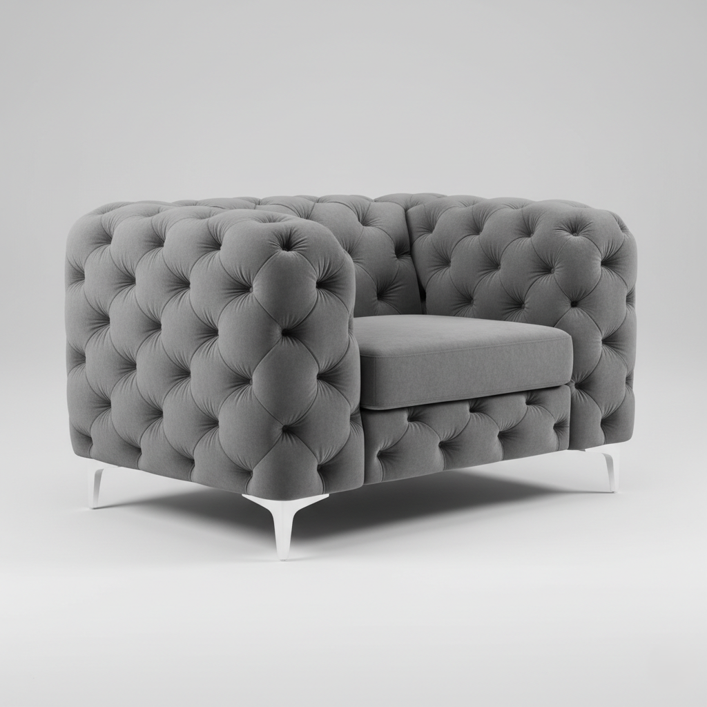1 Seater Chesterfield Sofa Modern and Tufted Design, Sophisticated Design, Premium Comfort