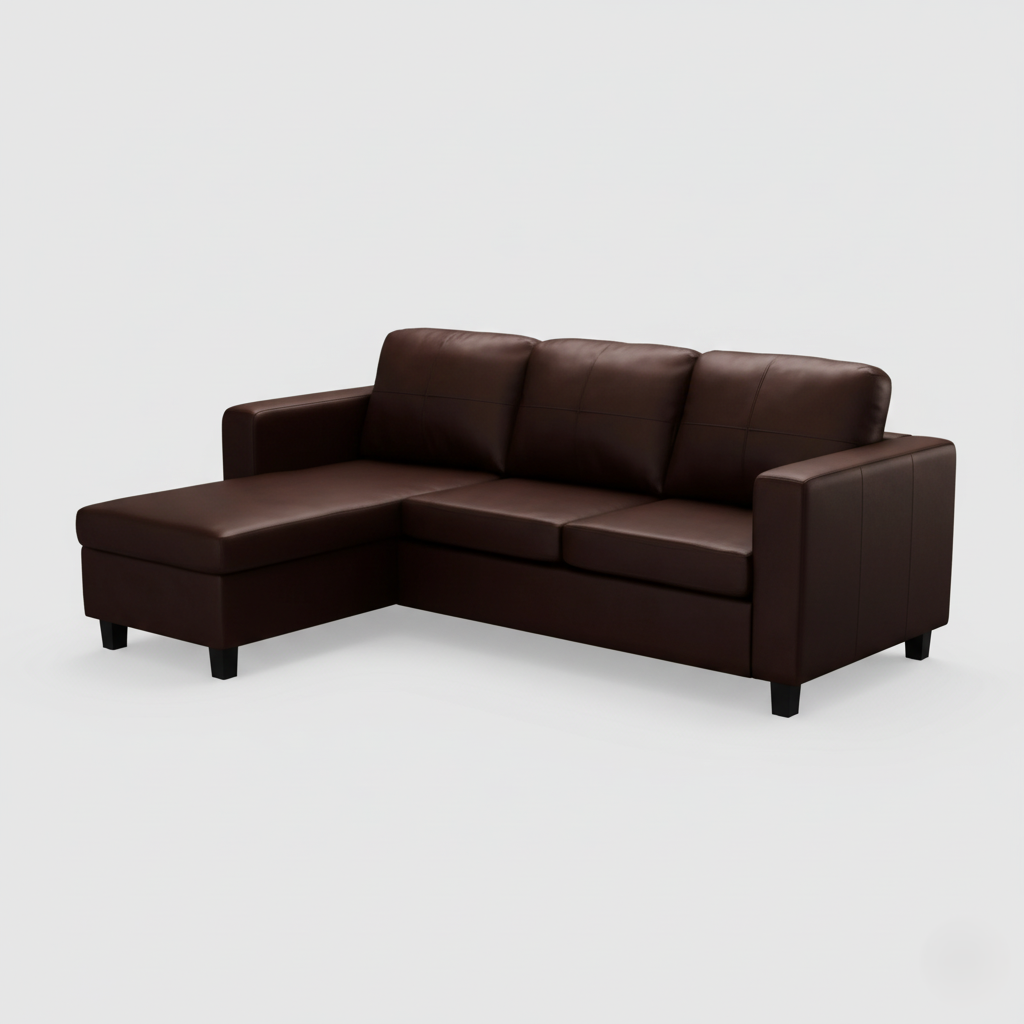 L Shape Sofa for Home Furniture, Built of Premium Wood and Premium PU Leatherette Upholstery For Living Room Area.