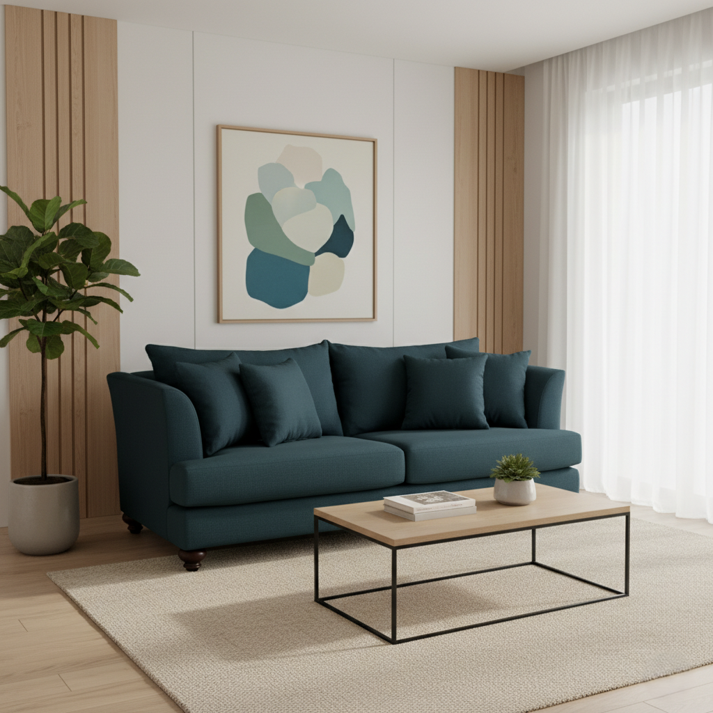 2 Seater Sofa for Home Furniture, Built from Durable Wood and Premium Suede Upholstery for Living Room