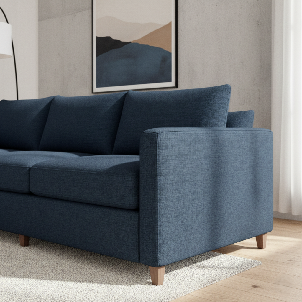 L Shape Fabric Sofa for Living Room with Soft Cushion and High Desnsity Foam for Home