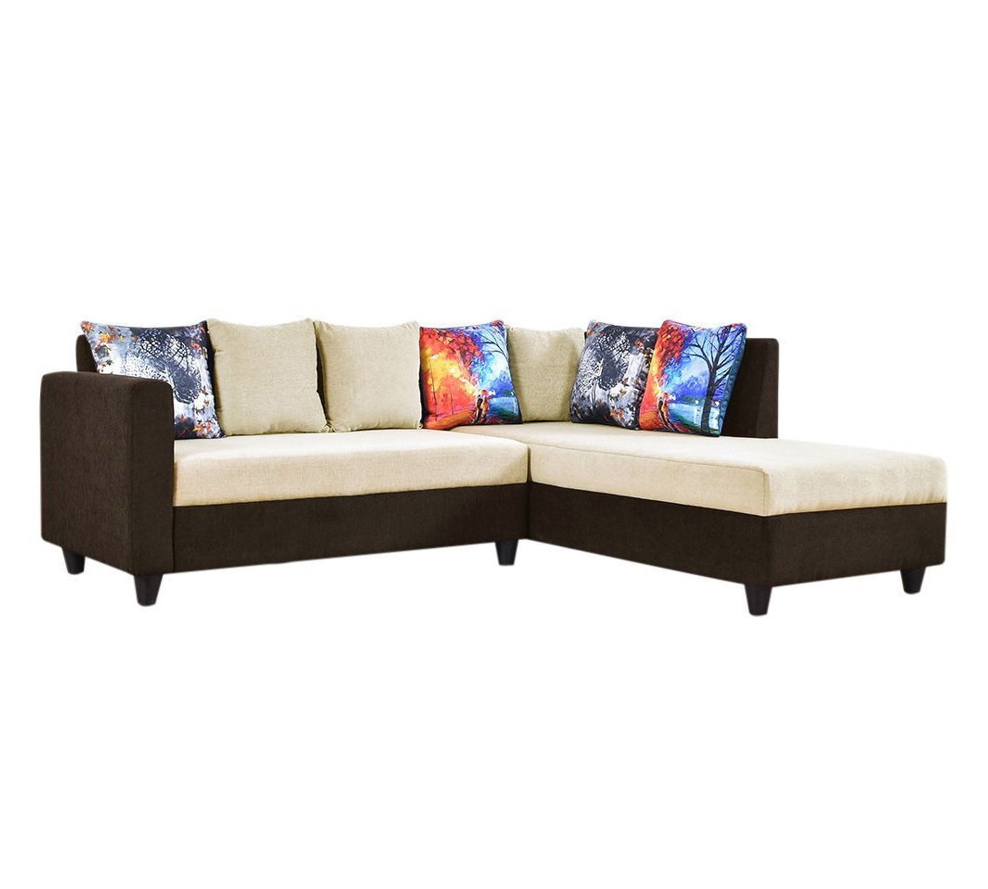 L Shape  4 Seater Sofa Made in Wooden Upholstery Suede Fabric with Wooden Legs with Polish Best Design for Home and Offices