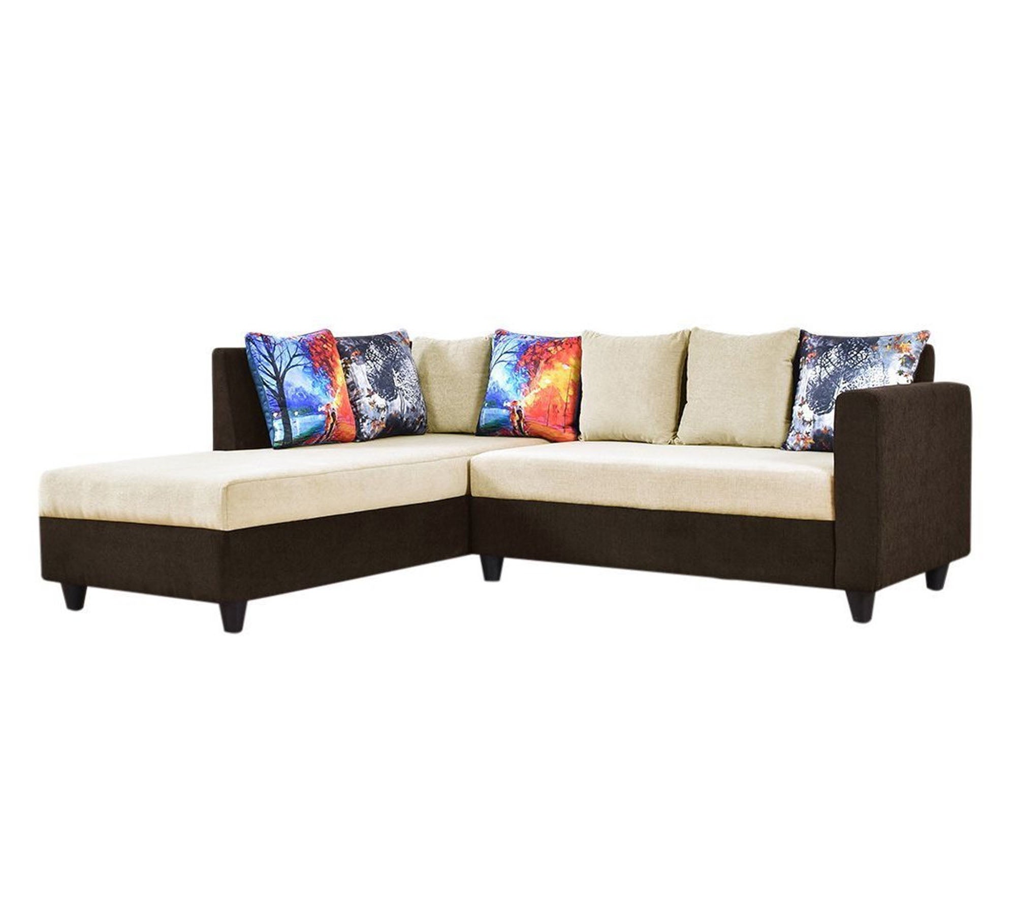 L Shape  4 Seater Sofa Made in Wooden Upholstery Suede Fabric with Wooden Legs with Polish Best Design for Home and Offices