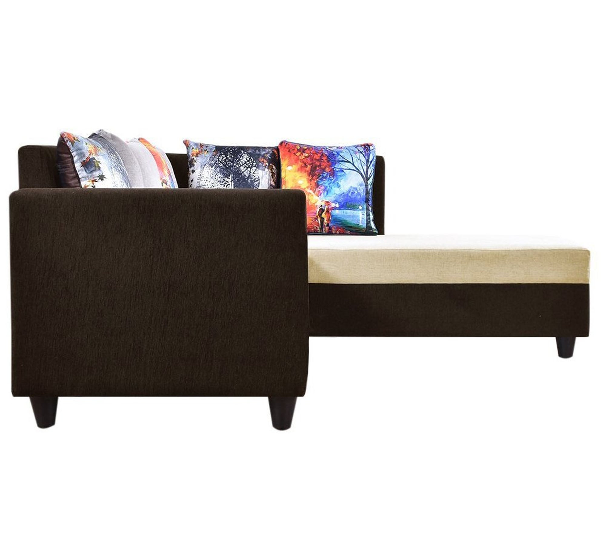 L Shape  4 Seater Sofa Made in Wooden Upholstery Suede Fabric with Wooden Legs with Polish Best Design for Home and Offices