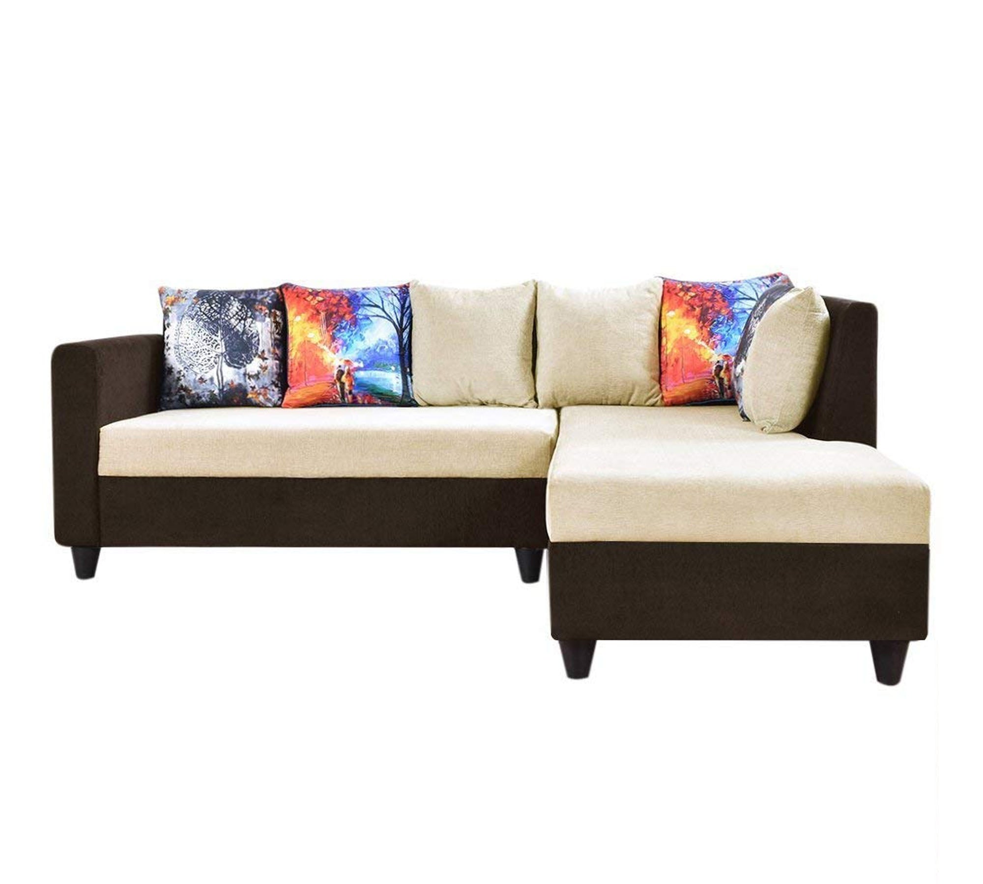 L Shape  4 Seater Sofa Made in Wooden Upholstery Suede Fabric with Wooden Legs with Polish Best Design for Home and Offices