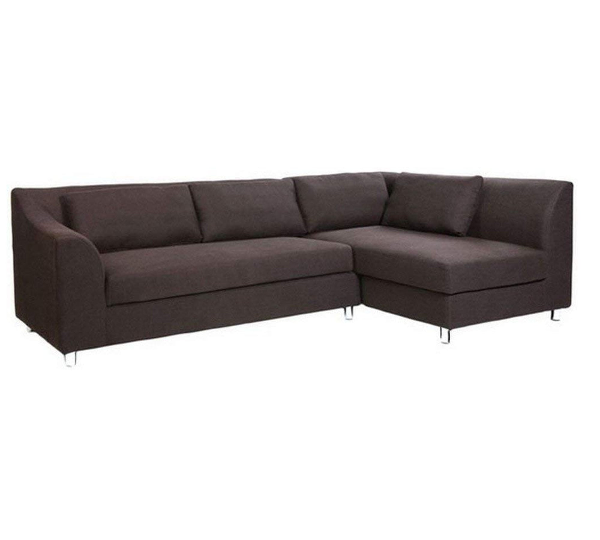 एल-आकार का लकड़ी का सोफा, 3 और 4 सीटर, साबर फ़ैब्रिक अपहोल्स्ट्री और लकड़ी के पैरों के साथ | लिविंग रूम और ऑफिस के लिए आदर्श