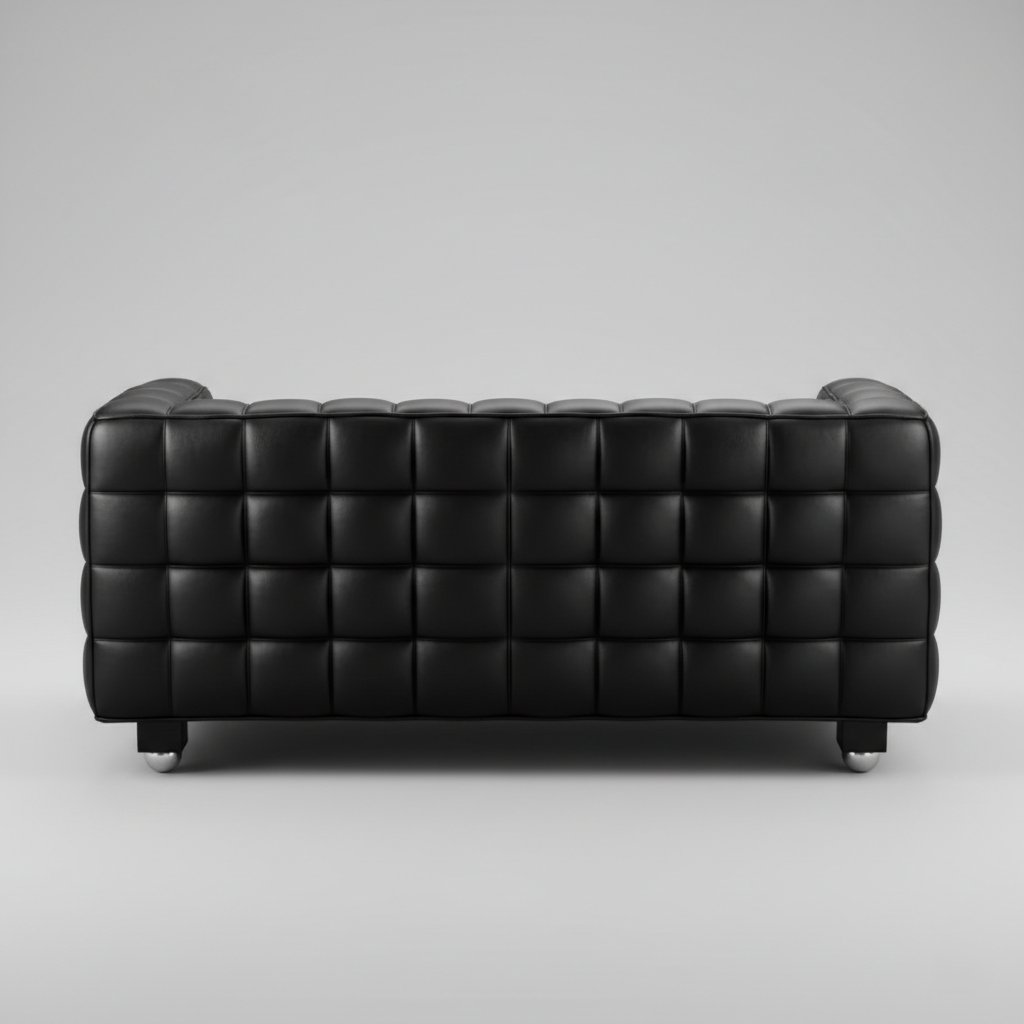 2 Seater Office Sofa Leatherette Fabric with Square Boxy Design Sofa for Home and Wooden Frame