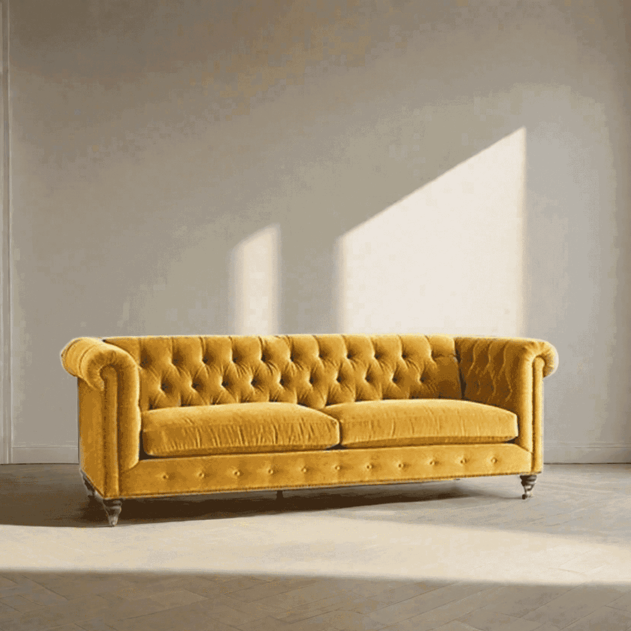 3 Seater Fabric Sofa Wooden Base -