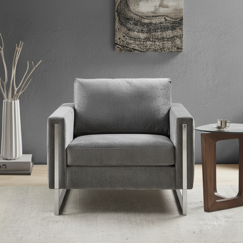 1 Seater Sofa for Home Furniture with Velvet Upholstery and Stylish & Perfect for Living Room