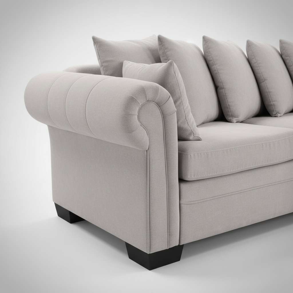 L Shape Sectional Sofa Home Furniture Made in Marandi wood with Suede Fabric Durable in High Quality Designer Sofas