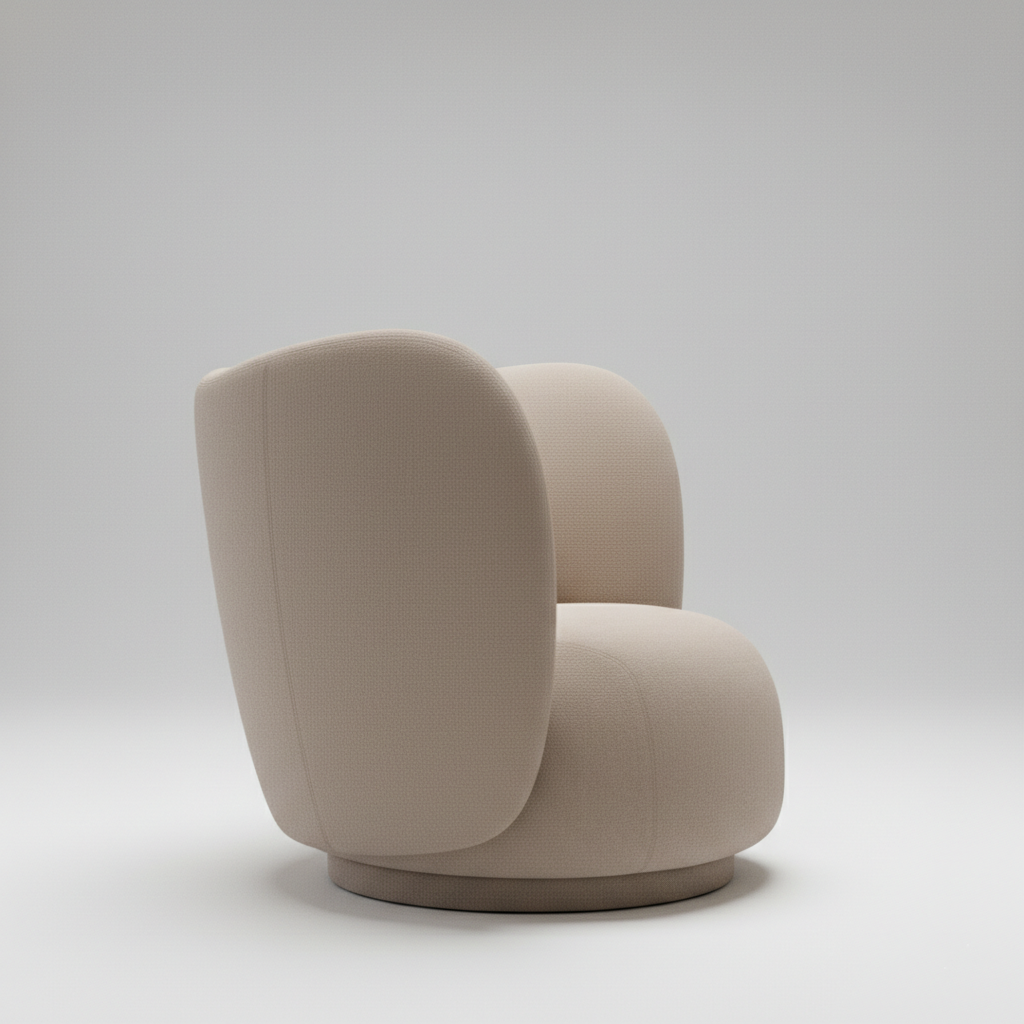 Modern Upholstered Lounge Chair with Curved Armrests and Luxury Fabric Accent Chair for Living Room & Bedroom