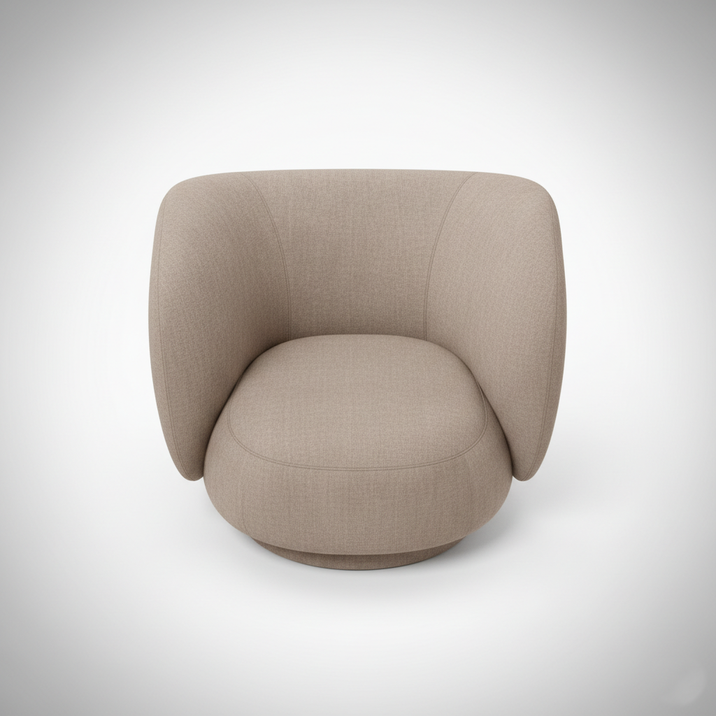 Modern Upholstered Lounge Chair with Curved Armrests and Luxury Fabric Accent Chair for Living Room & Bedroom