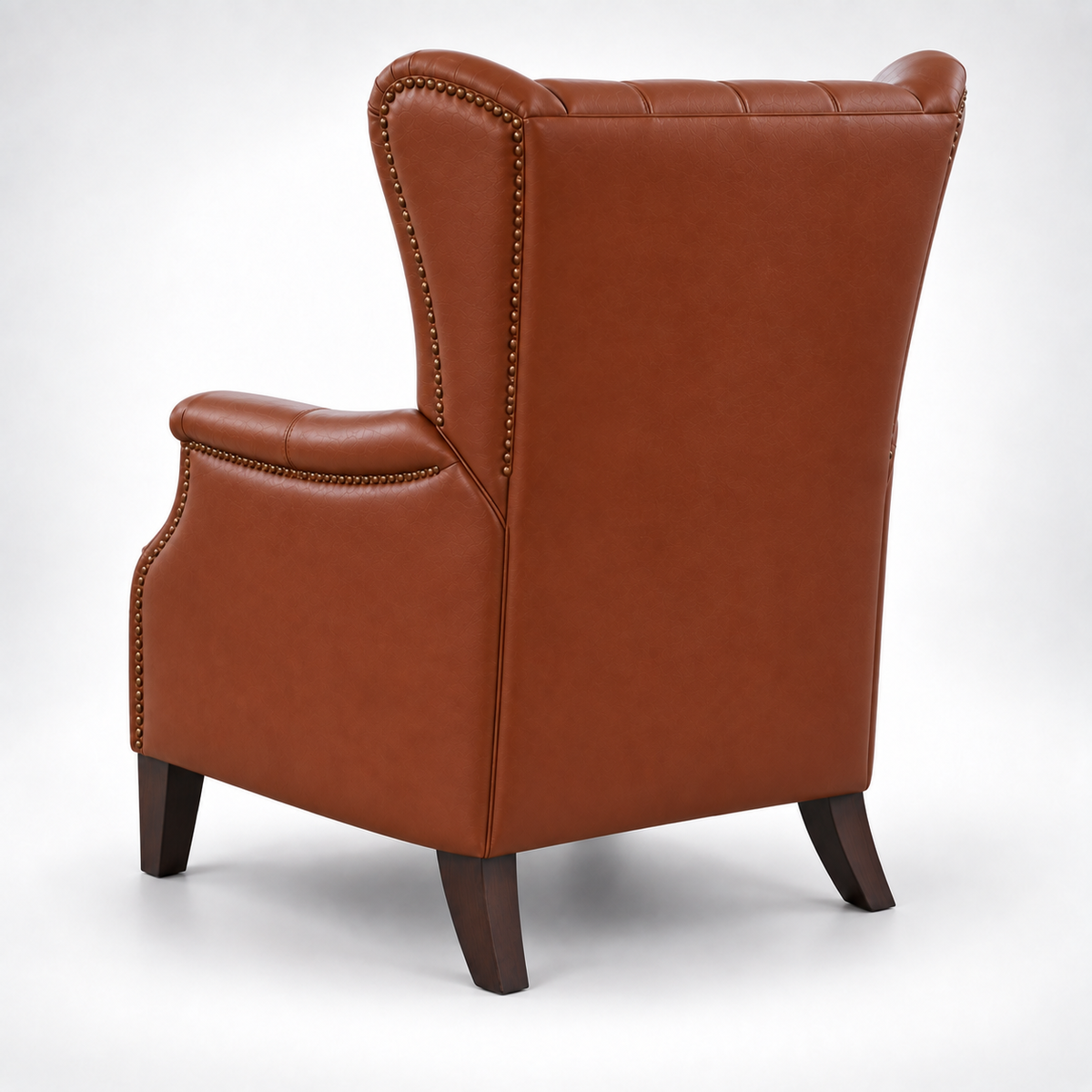 Premium High-Back Wing Chair with Diamond-Tufted Back, Padded Arms, Nail-head Trim, Wide Seat and Tapered Legs for Home & Office