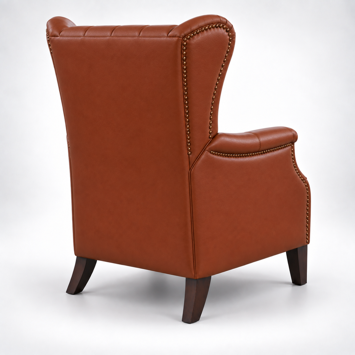 Premium High-Back Wing Chair with Diamond-Tufted Back, Padded Arms, Nail-head Trim, Wide Seat and Tapered Legs for Home & Office