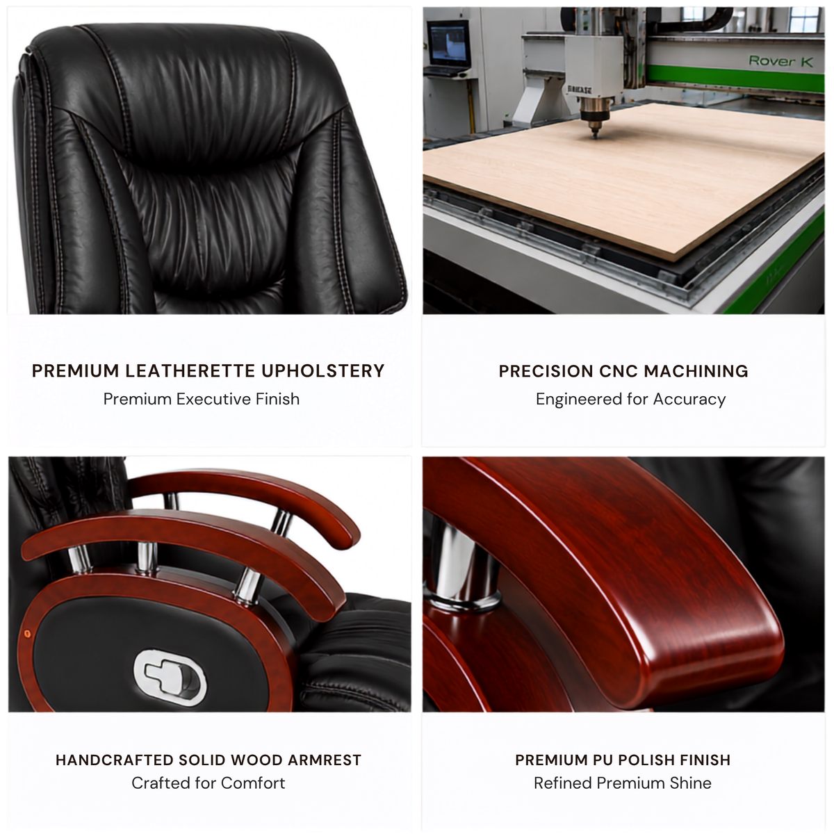 Ergonomic Director Chair: Modern Design, Plyboard & Leatherette, Recliner, Height Adjustable, Fixed Armrest & Revolving for Ultimate Comfort
