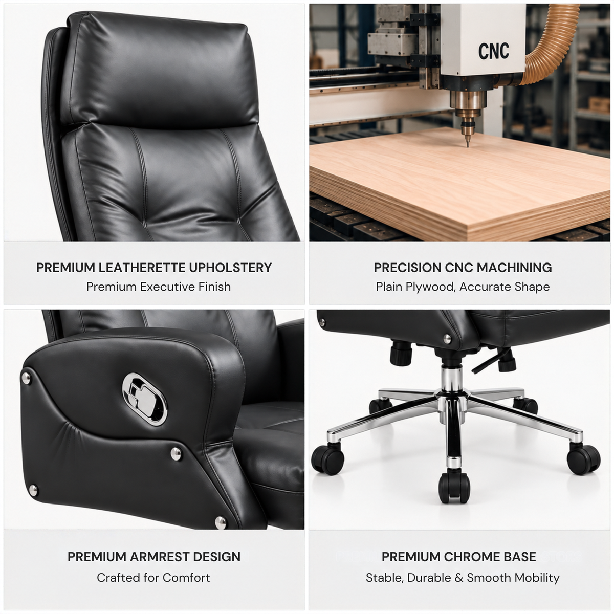 Director and Executive Chair High Back Faux Leather, Comfortable Seat Swivel Chair Revolving and Recliner Chair