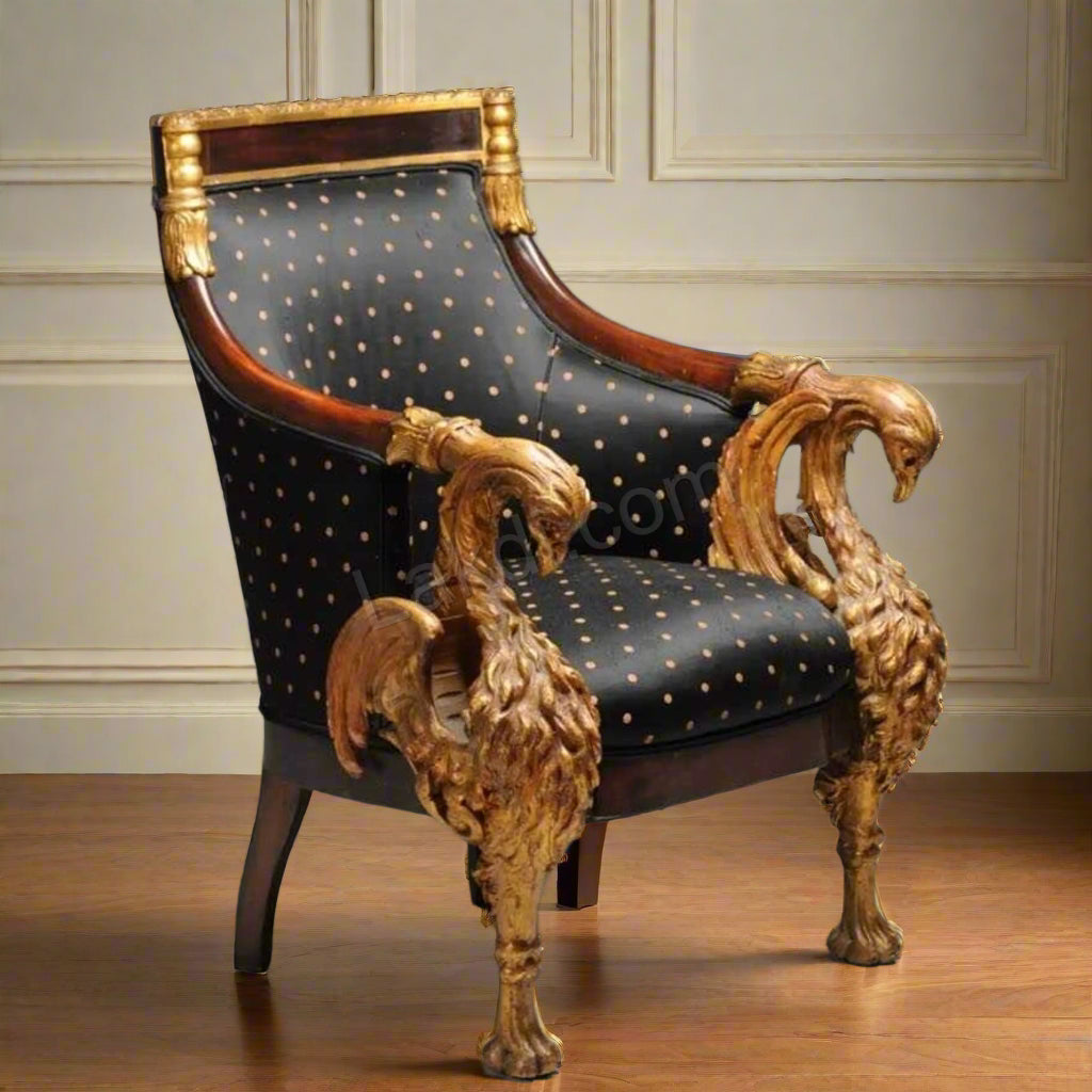 Royal Handcrafted Director's Chair – Solid Teak Wood with Fabric Upholstery & Golden Carved Armrests
