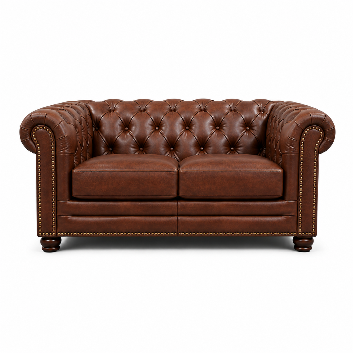 3 Seater chesterfield sofa Modern Design and Leatherette fabric Durable and Comfortable Padded Perfect for living Room, Office -Brown
