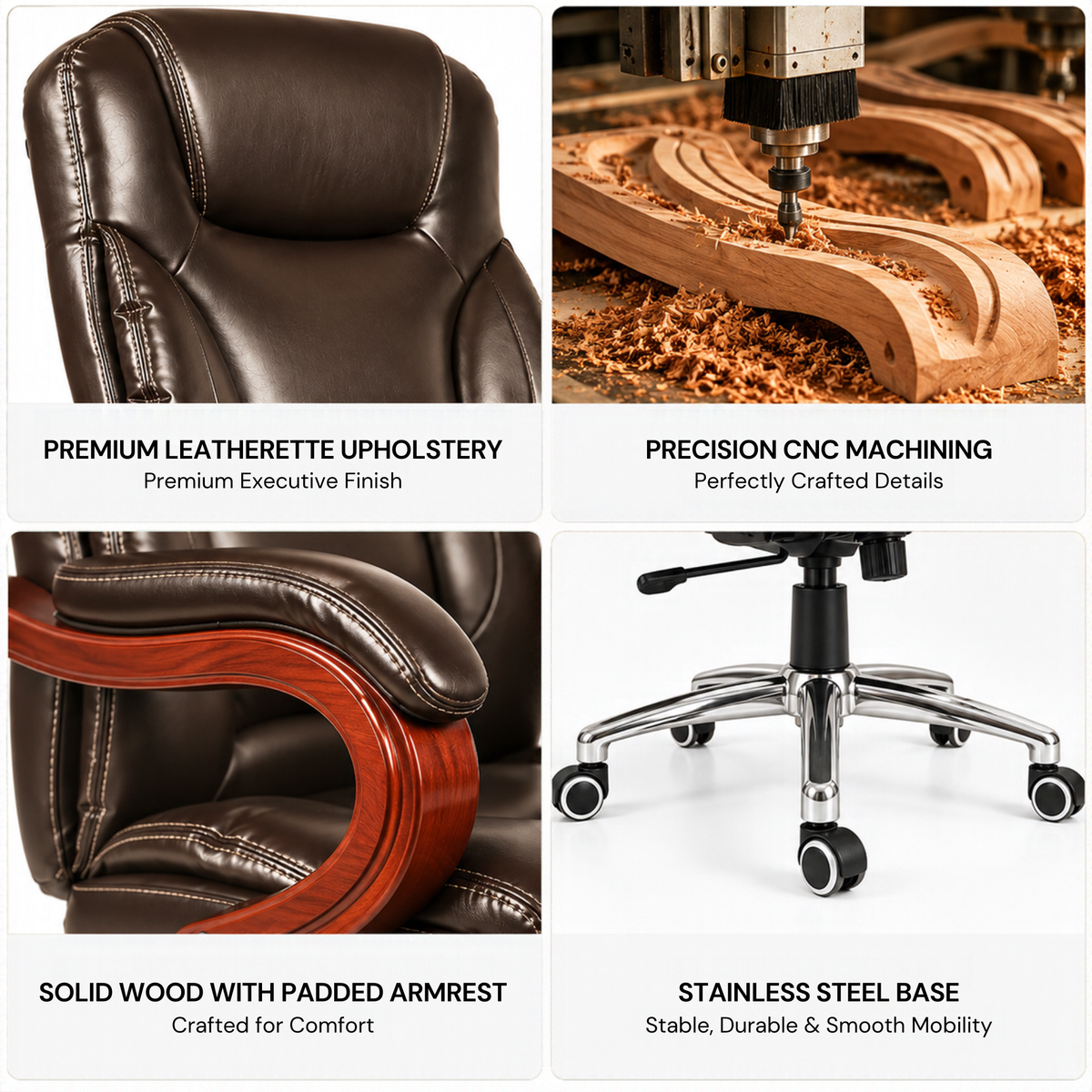 Director office Chair Made in Plyboard with Leatherette Upholstery & Armrest with Height Adjustable & Revolving Chair