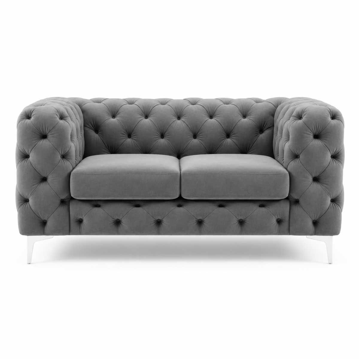 Premium Chesterfield 3 Seater Sofa with Deep Diamond Button Tufting, Curved Arms, Plush Cushioned Seats & Sleek Metal Legs