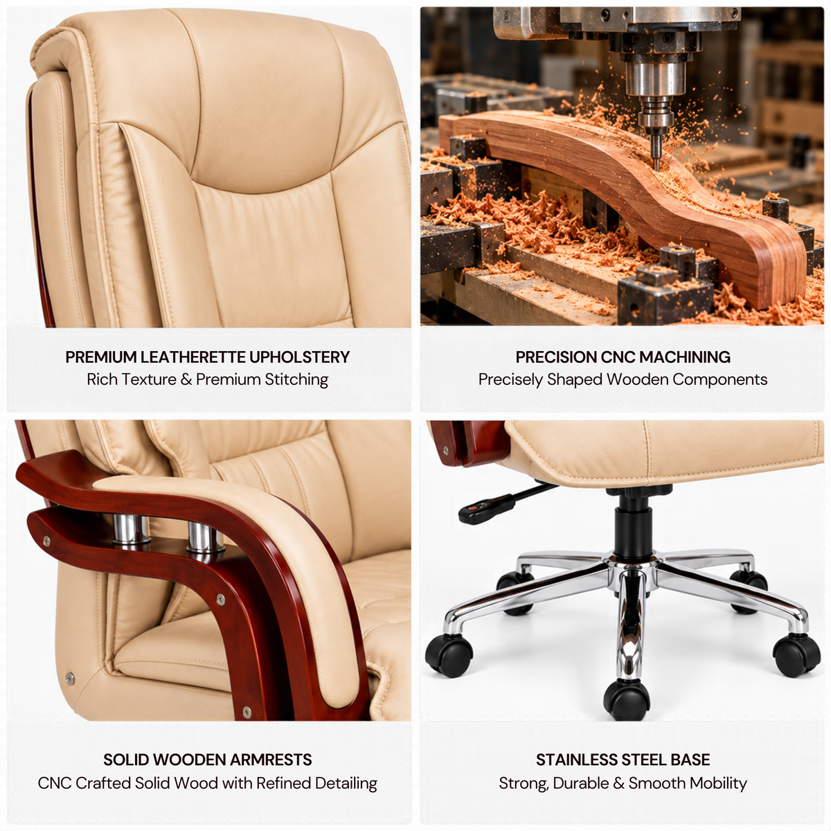 High Back Office Chair Leatherette Base